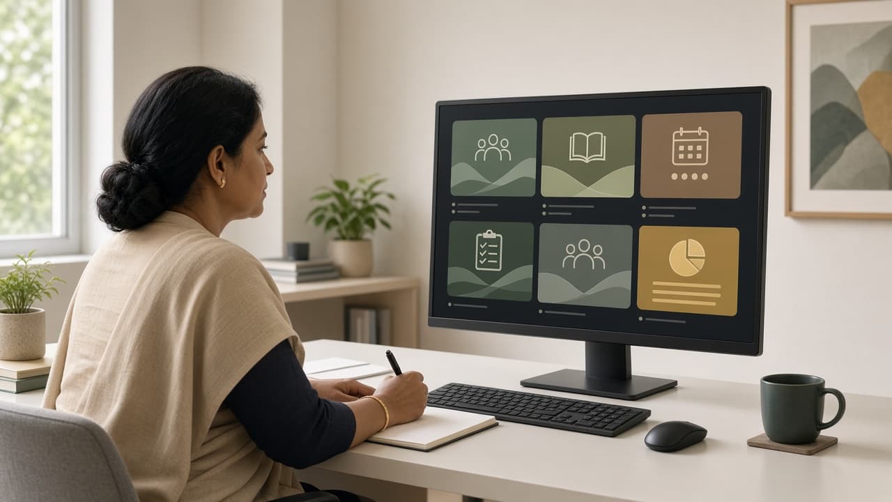 A school administrator running core operations from a desktop