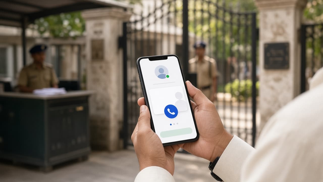 A parent using a school gate pass and voice call workflow