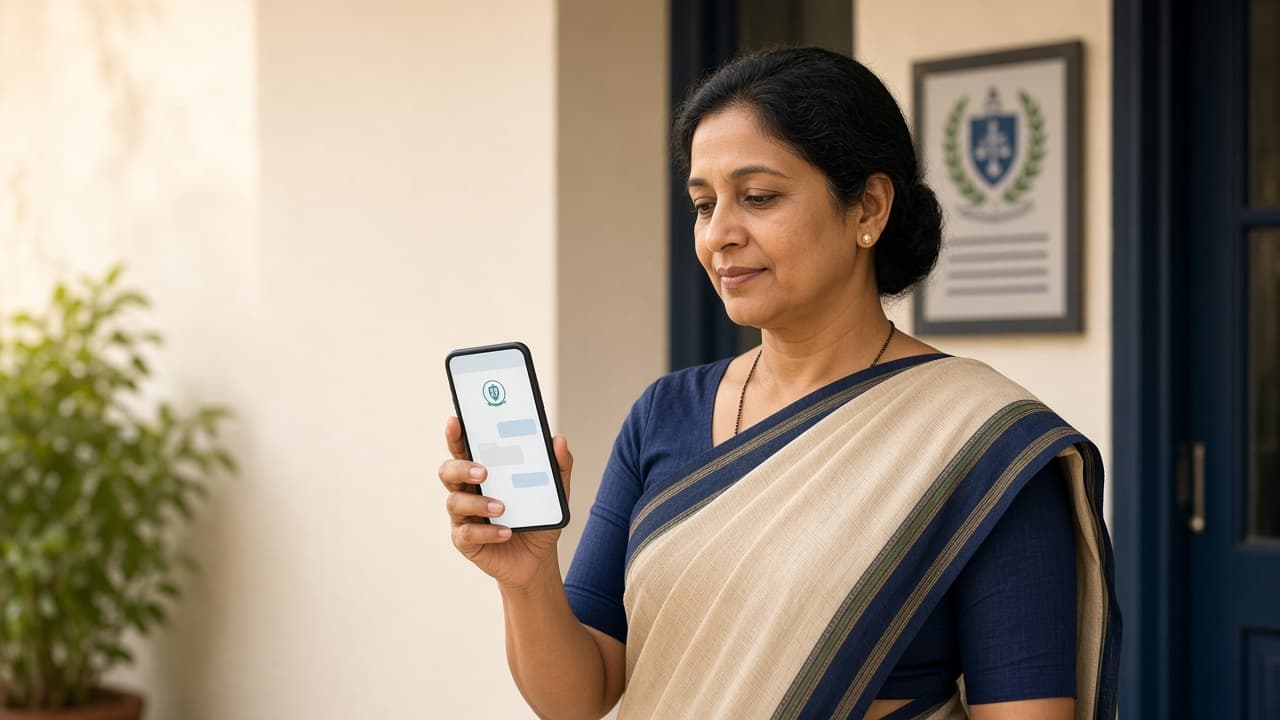 A teacher messaging the school administration office