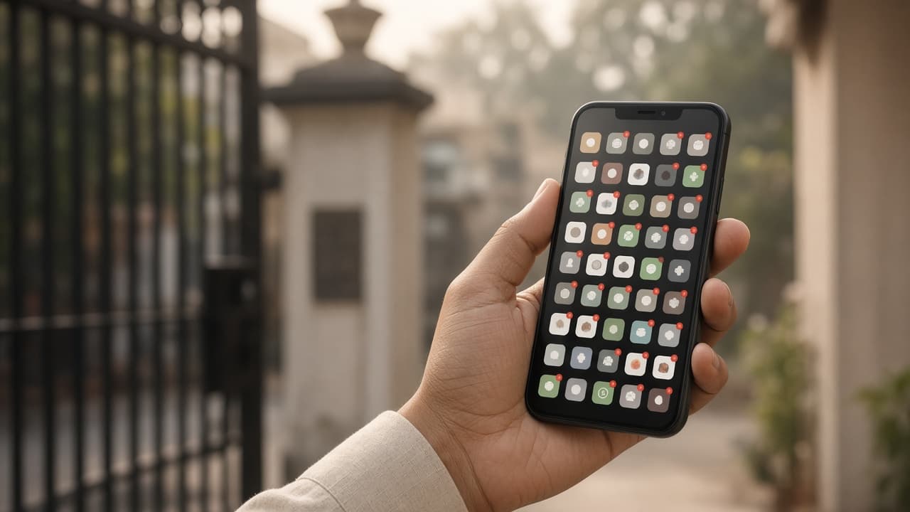 A parent facing a phone crowded with unused school apps